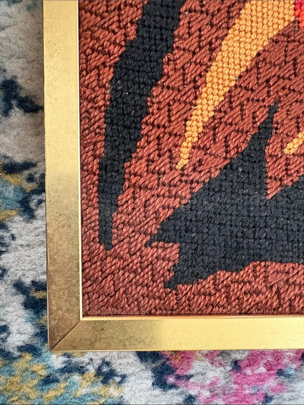 Mid-century modern "Three Dancers" needlepoint art piece. - Picture 6 of 9